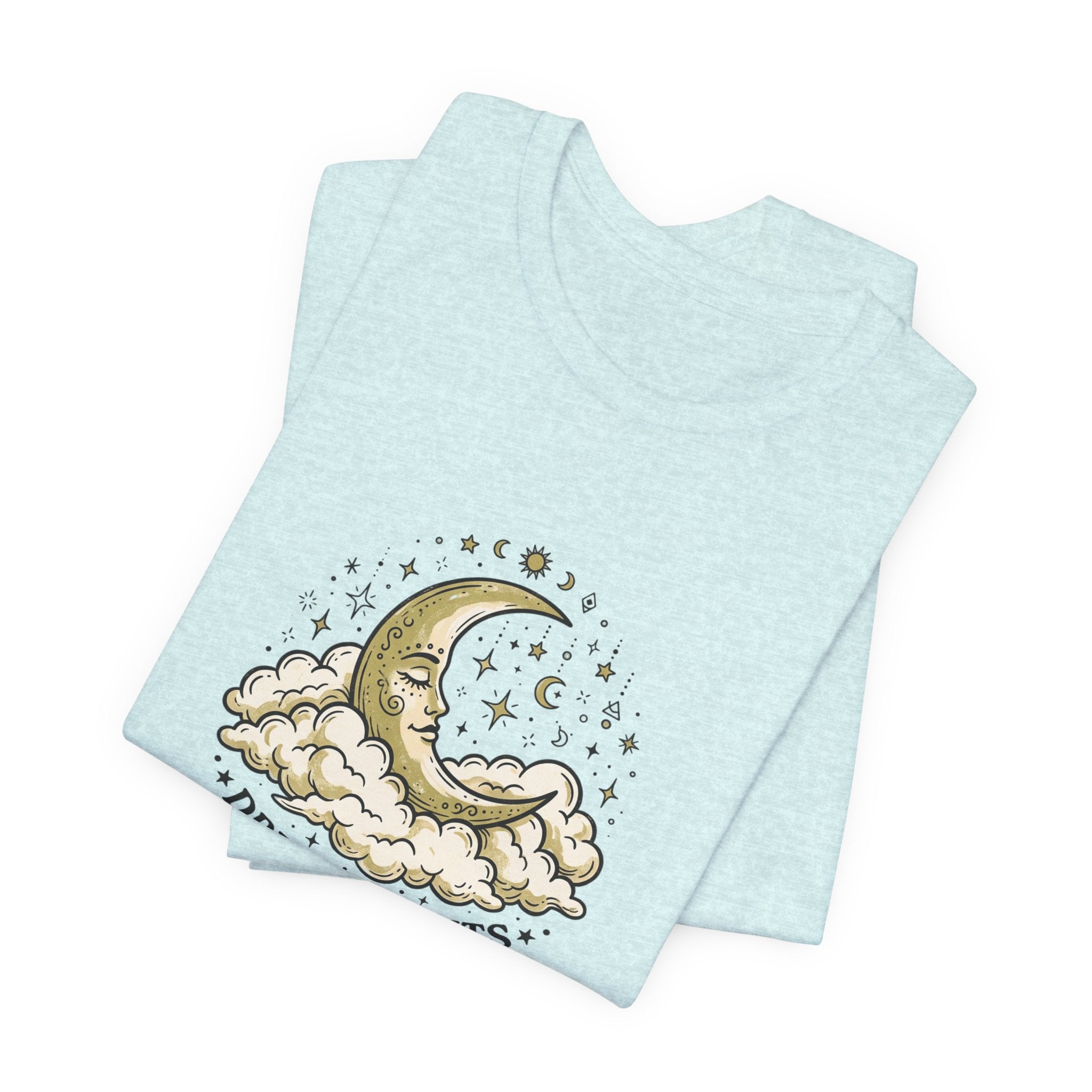 Dreamy Nights Moon Tee — Vintage Crescent Moon & Clouds Shirt