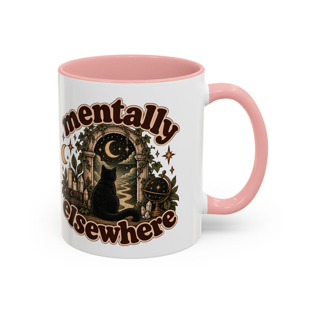 Mentally Elsewhere Mug — Black Cat Celestial Ceramic Coffee Mug