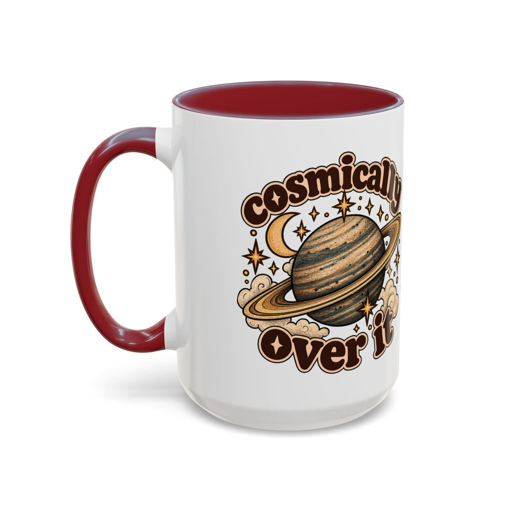 Cosmically Over It Mug — Retro Planet Celestial Ceramic Coffee Mug
