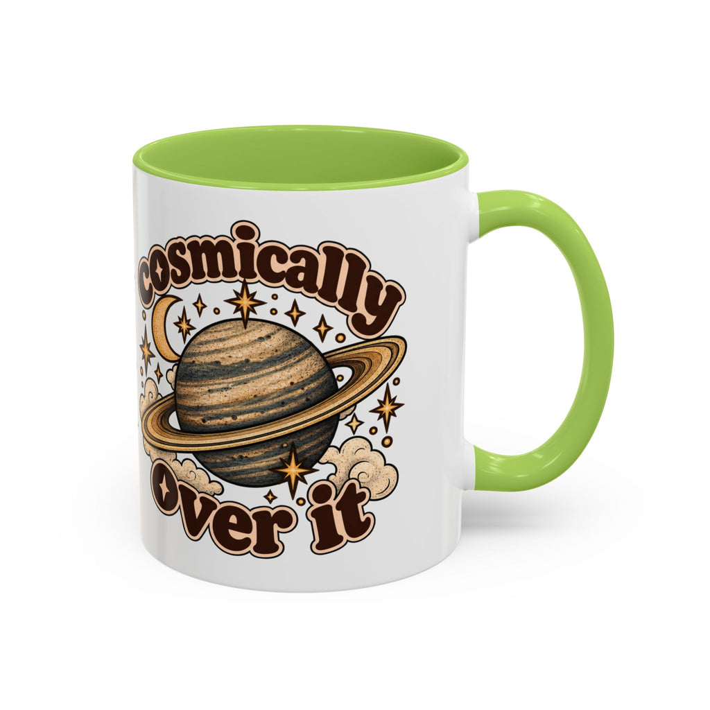Cosmically Over It Mug — Retro Planet Celestial Ceramic Coffee Mug