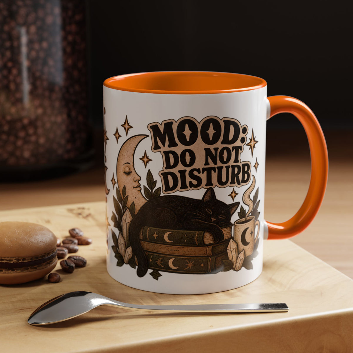 Mood: Do Not Disturb Mug — Sleepy Cat & Moon Ceramic Coffee Mug