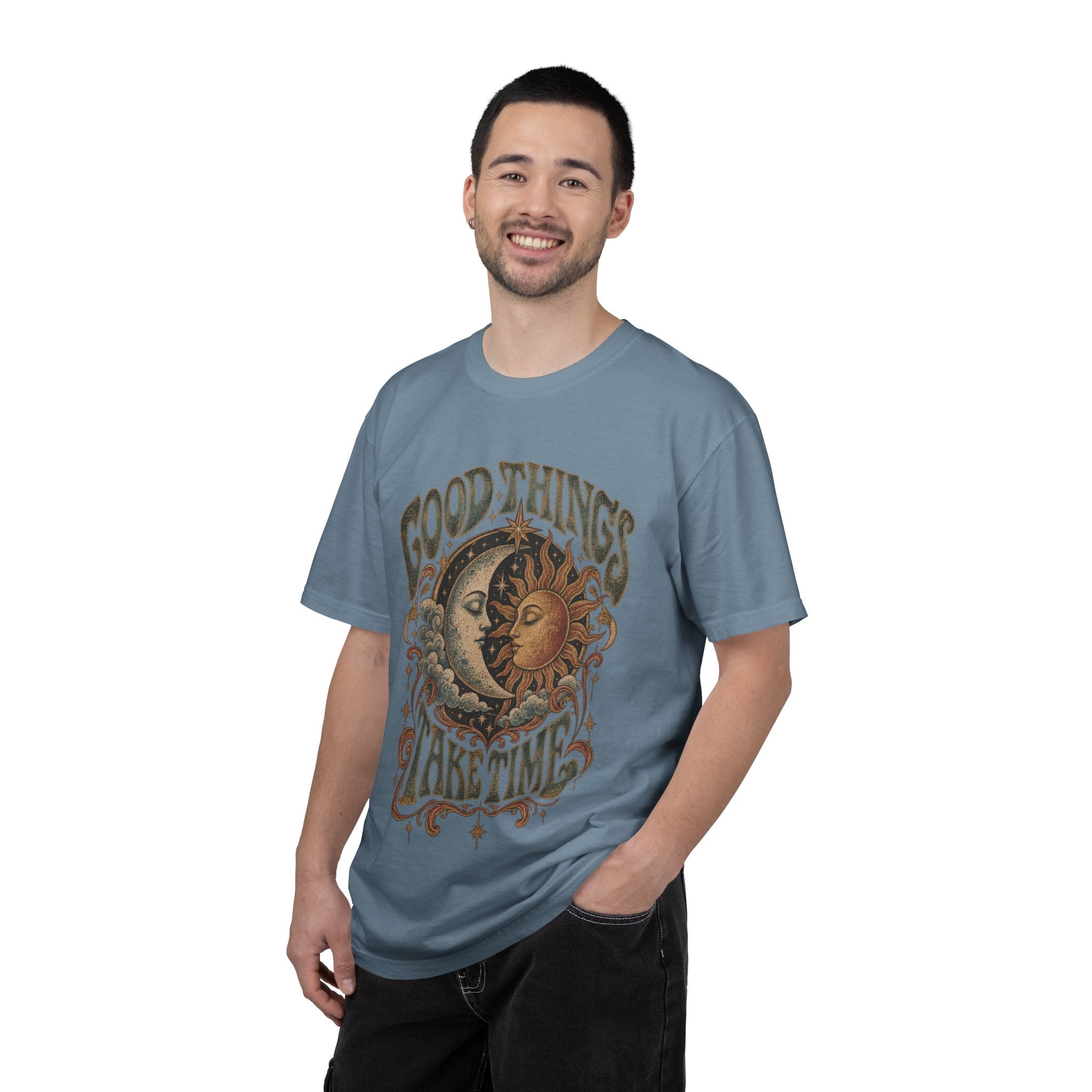 Good Things Take Time Tee — Vintage Sun & Moon Graphic T-Shirt
