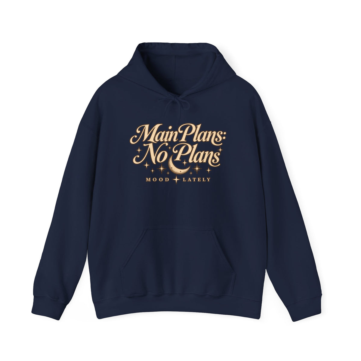 Main Plans No Plans Hoodie — Cozy Retro Graphic Pullover