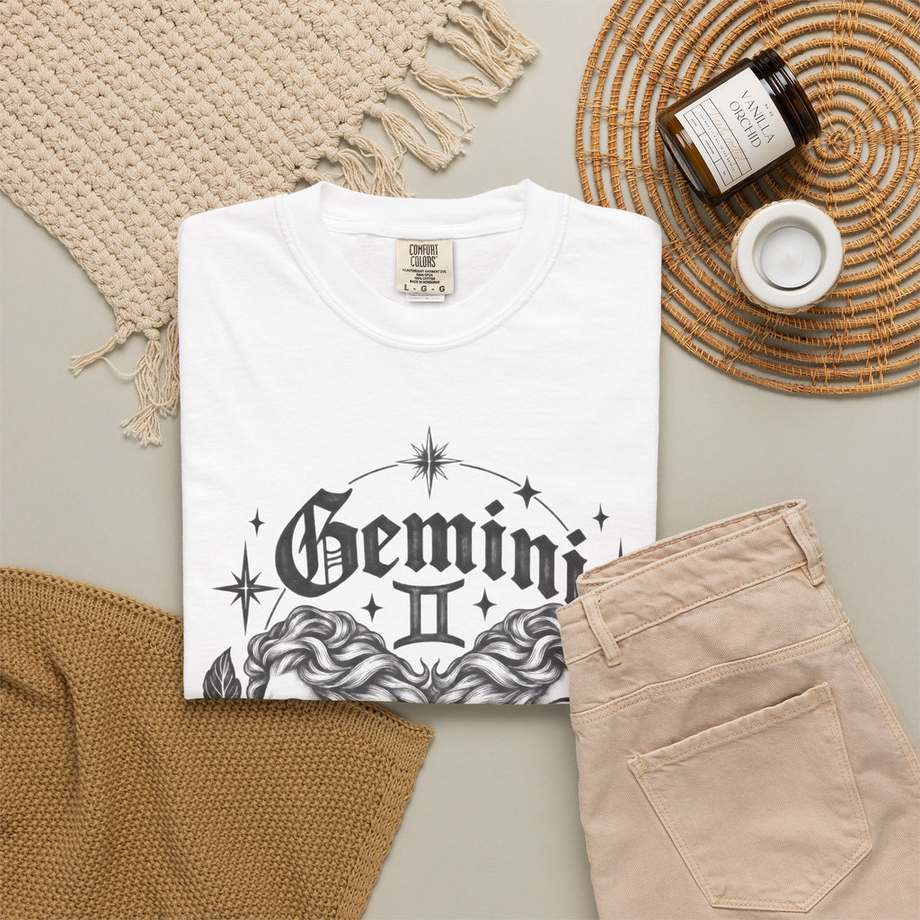 Gemini Zodiac Tee — Twin Faces Astrology T-Shirt