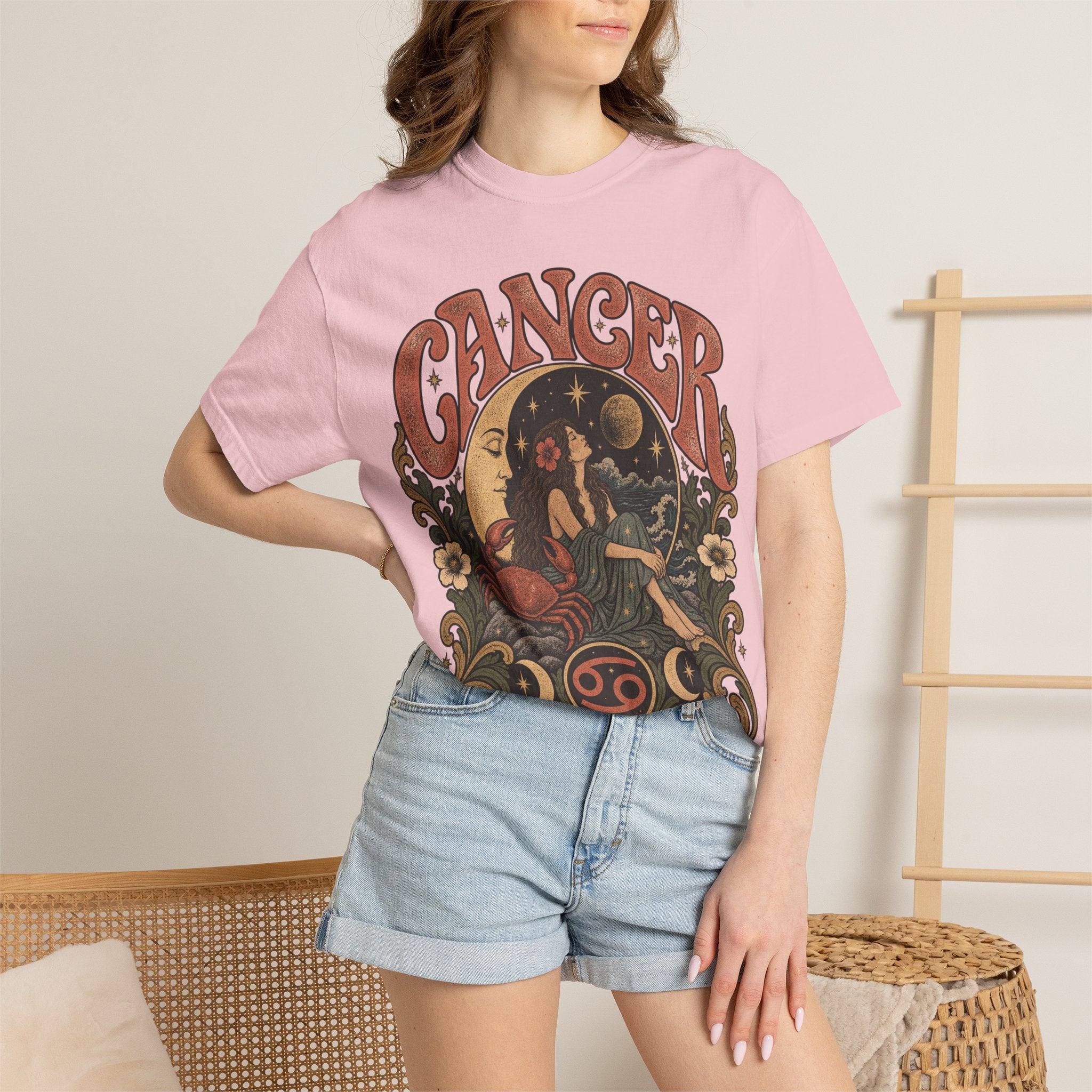 Cancer Zodiac T‑Shirt — Vintage Astrology Tee (Cancer Zodiac Sign)