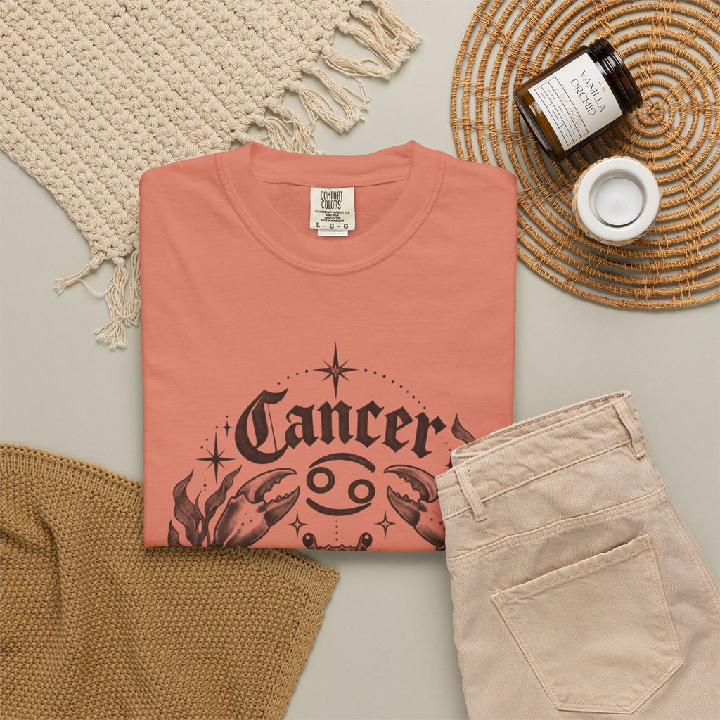 Cancer Zodiac T-Shirt — Floral Crab Astrology Tee