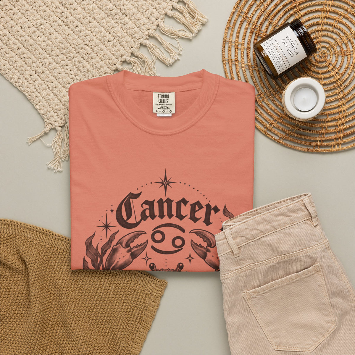 Cancer Zodiac T-Shirt — Floral Crab Astrology Tee