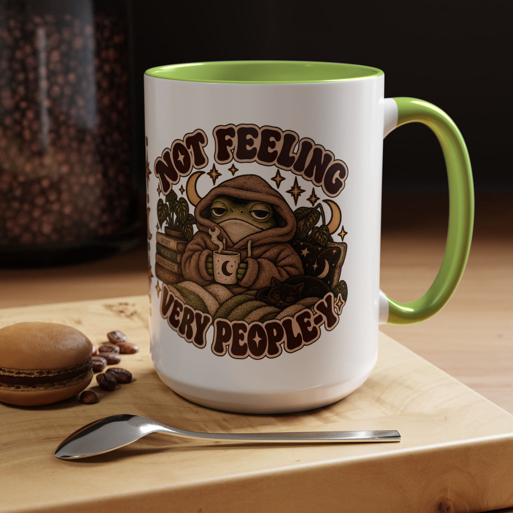 Not Feeling Very Peopley Mug — Cozy Frog Introvert Ceramic Coffee Mug