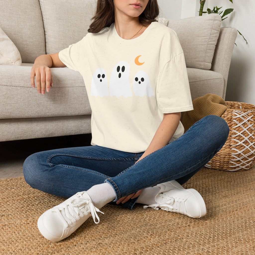 Cute Ghosts T-Shirt – Playful Halloween Moon Graphic Tee