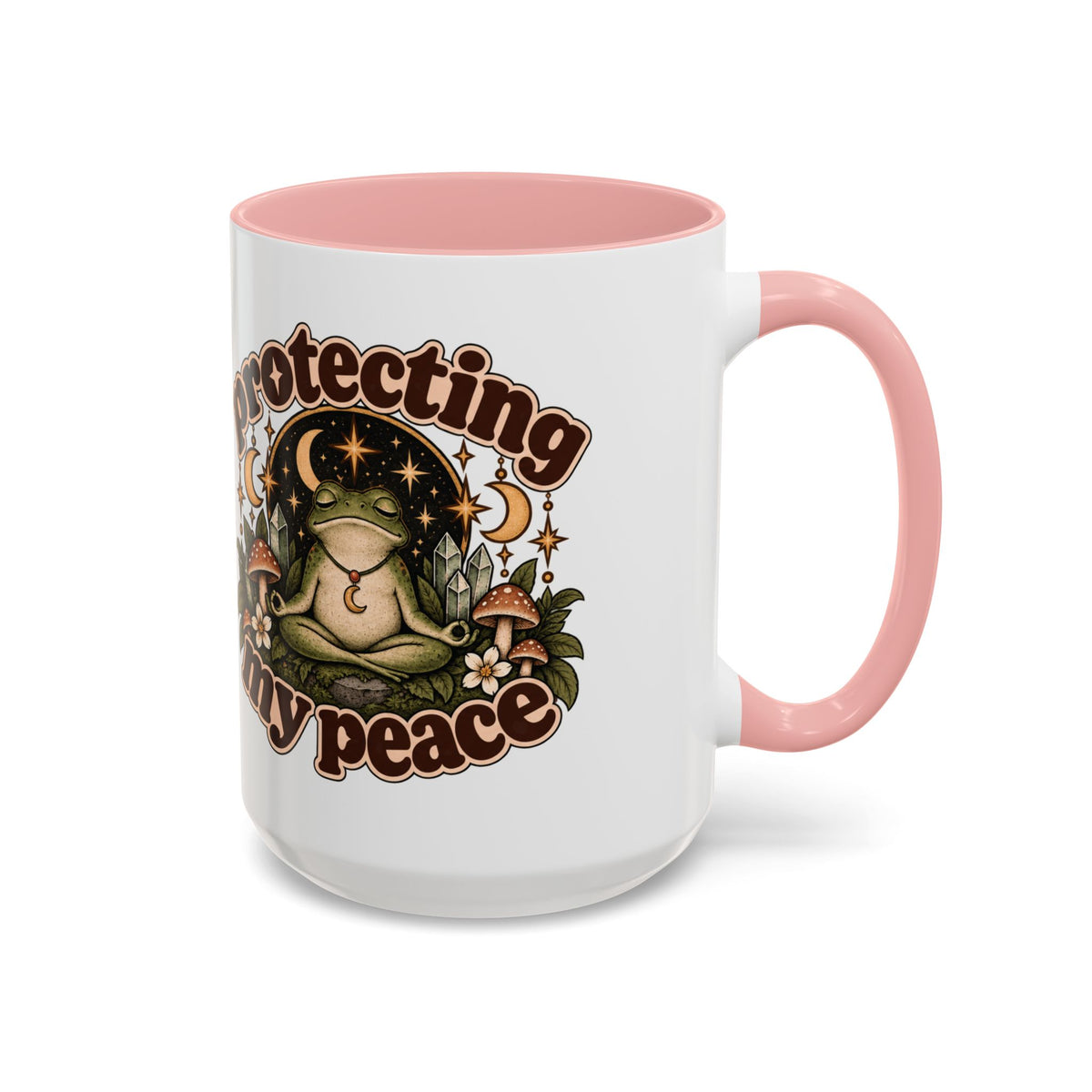 Protecting My Peace Mug — Frog & Mushroom Ceramic Coffee Mug