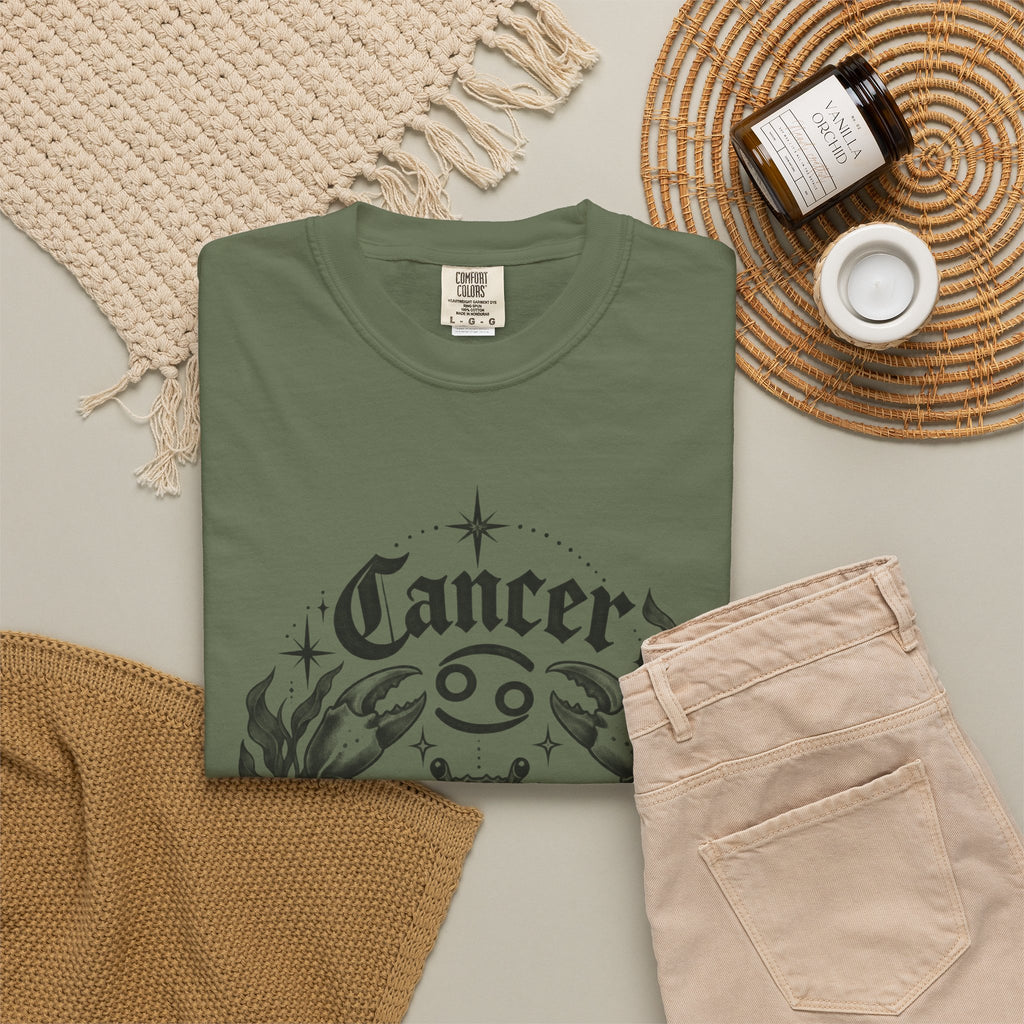 Cancer Zodiac T-Shirt — Floral Crab Astrology Tee