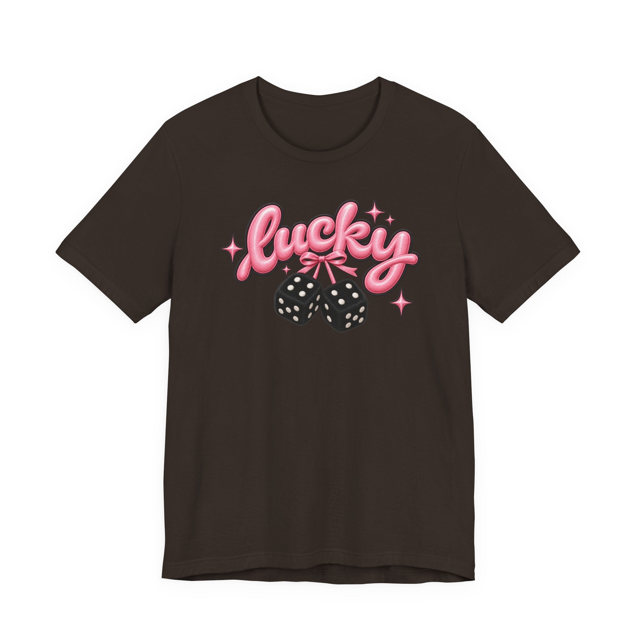 Lucky Dice Tee — Pink Retro "Lucky" Graphic T-Shirt