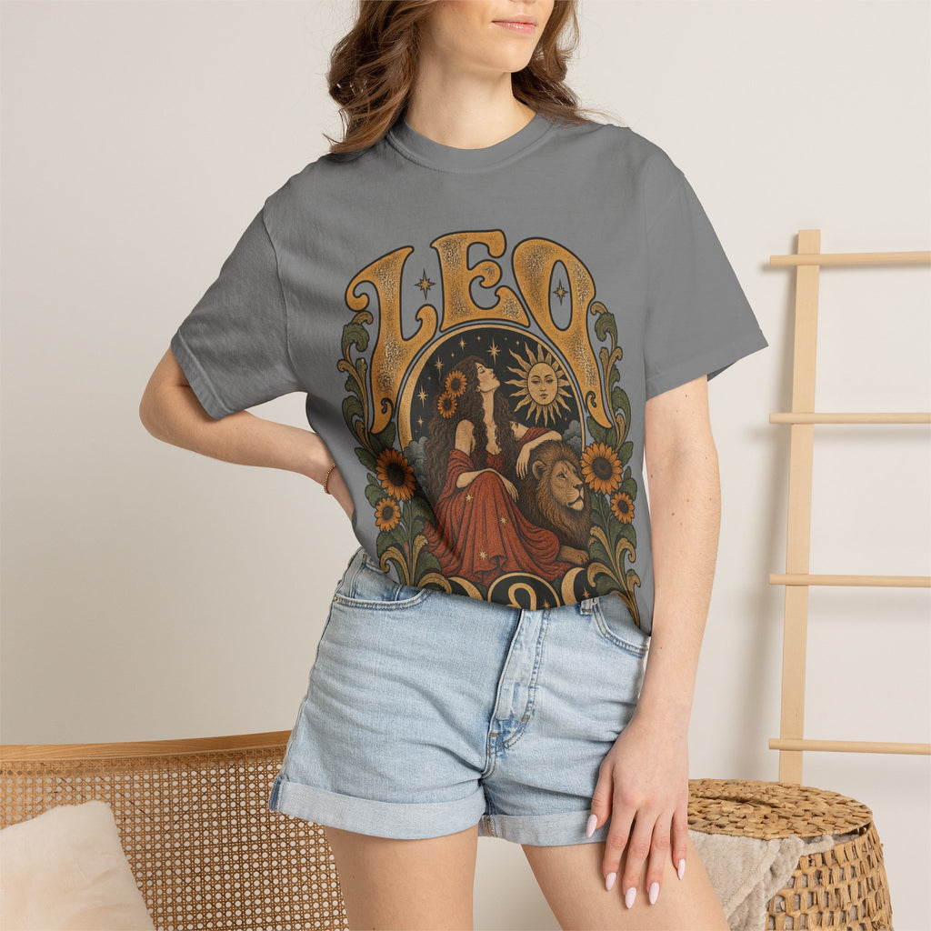 Leo Zodiac T-Shirt — Vintage Astrology Lion Graphic