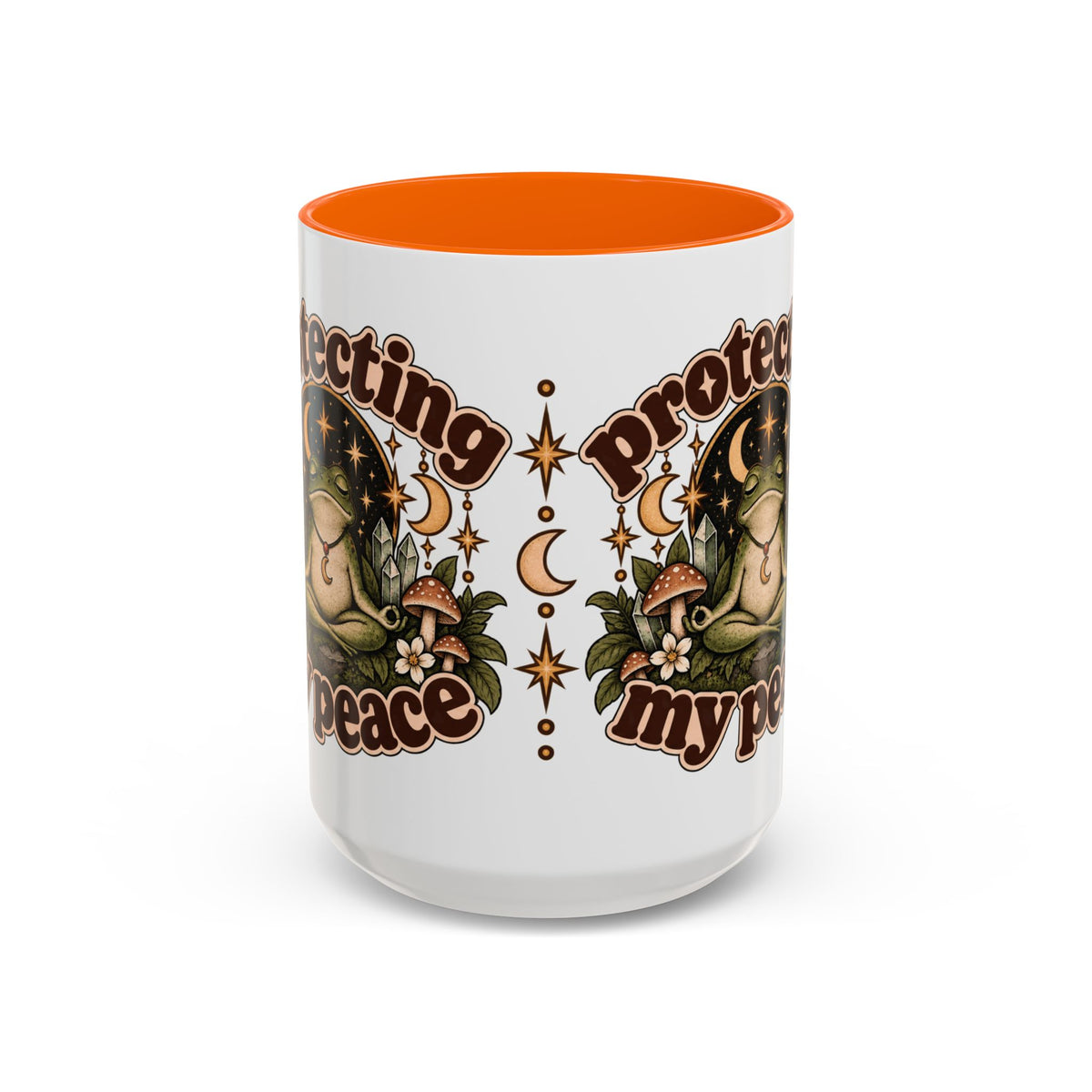 Protecting My Peace Mug — Frog & Mushroom Ceramic Coffee Mug