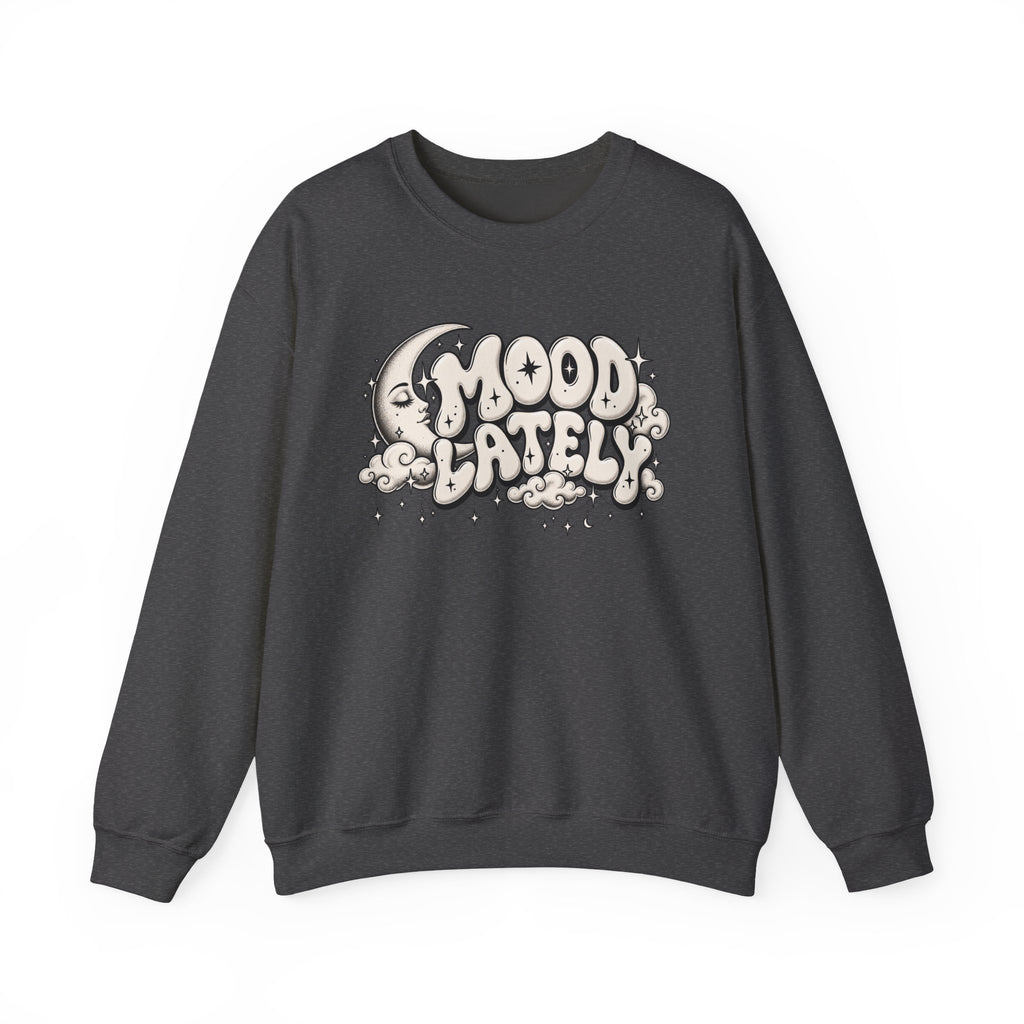 Crewneck Sweatshirt — 'Mood Lately' Retro Moon Graphic