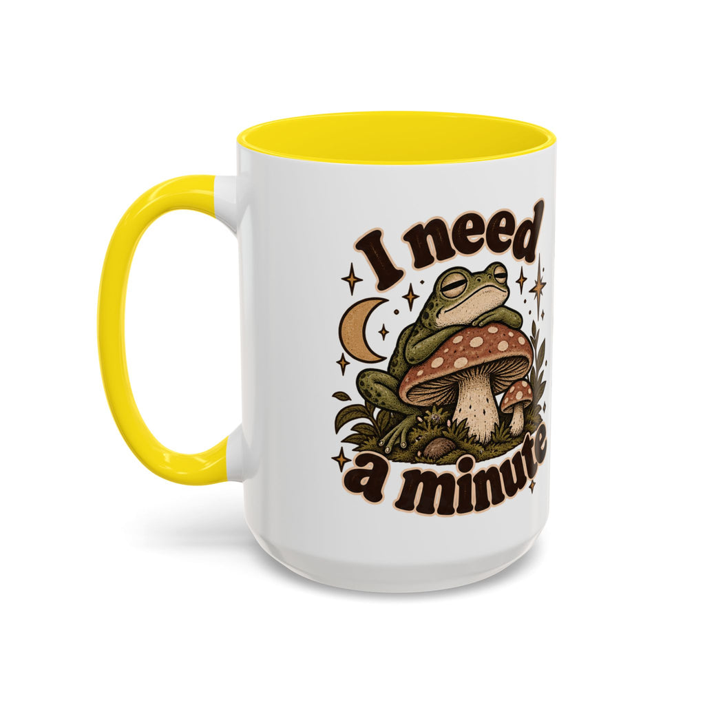 I Need a Minute Mug — Cozy Frog & Mushroom Ceramic Coffee Mug