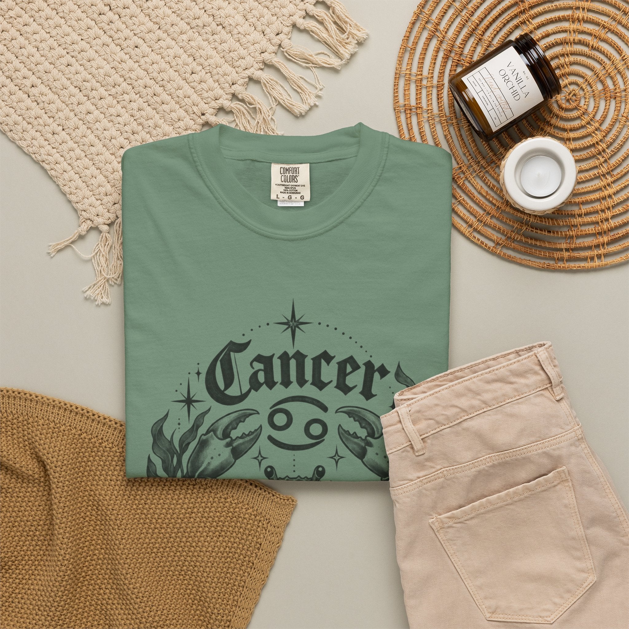 Cancer Zodiac T-Shirt — Floral Crab Astrology Tee