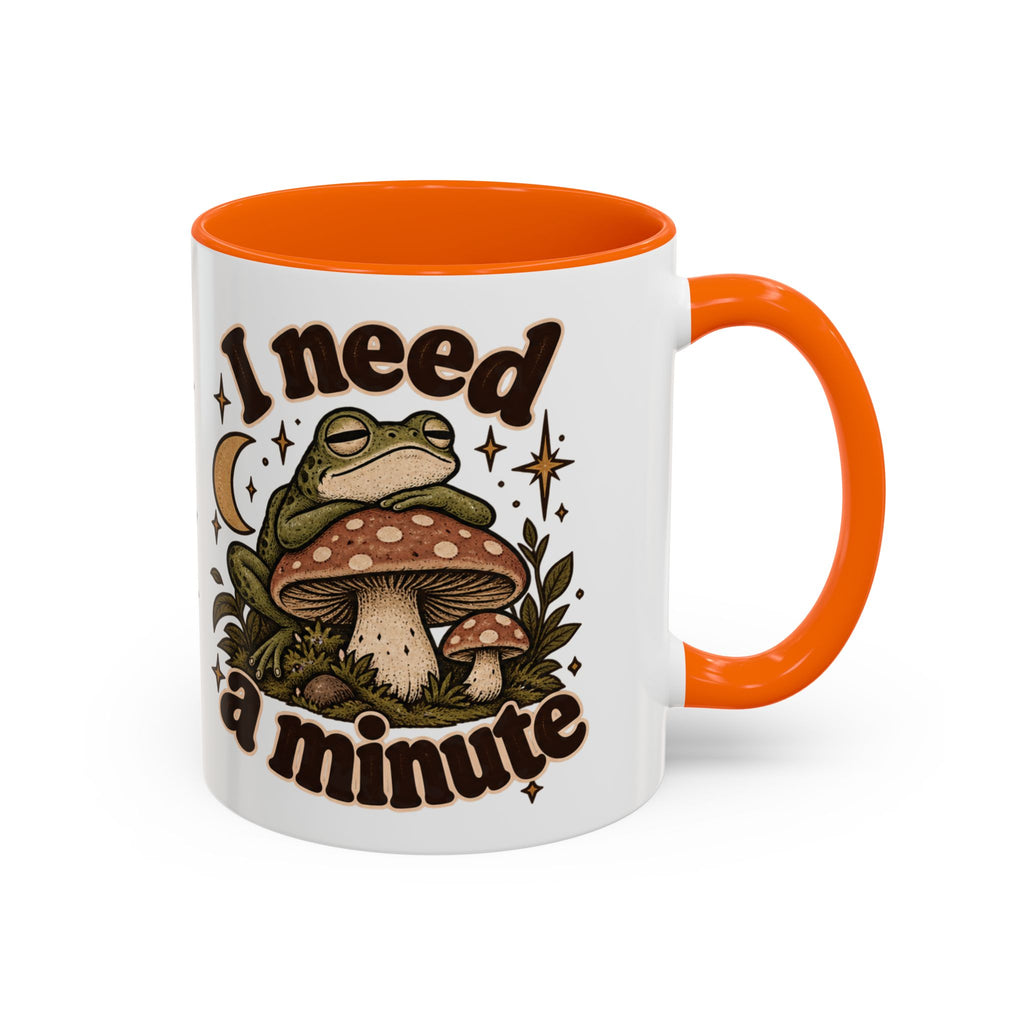I Need a Minute Mug — Cozy Frog & Mushroom Ceramic Coffee Mug