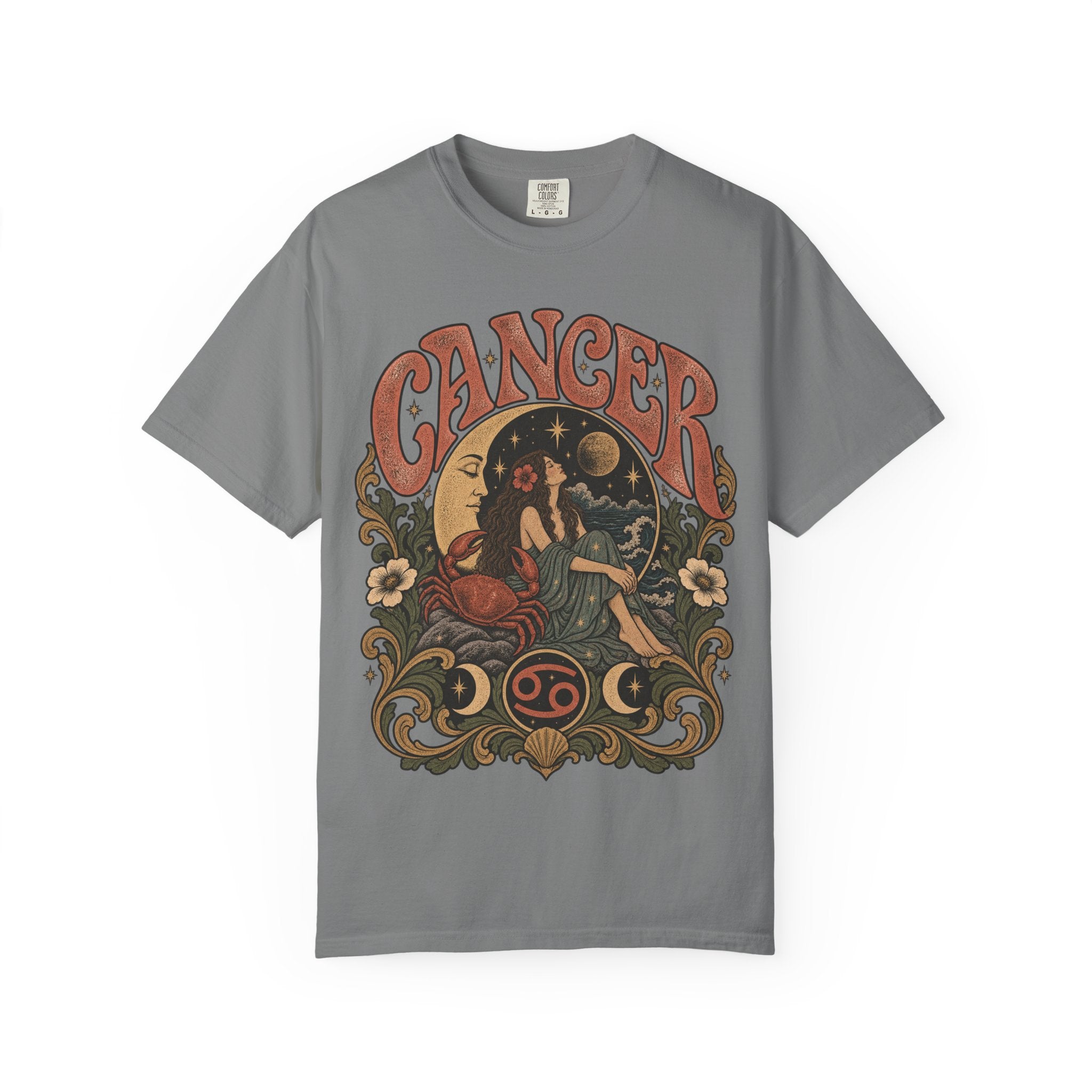 Cancer Zodiac T‑Shirt — Vintage Astrology Tee (Cancer Zodiac Sign)