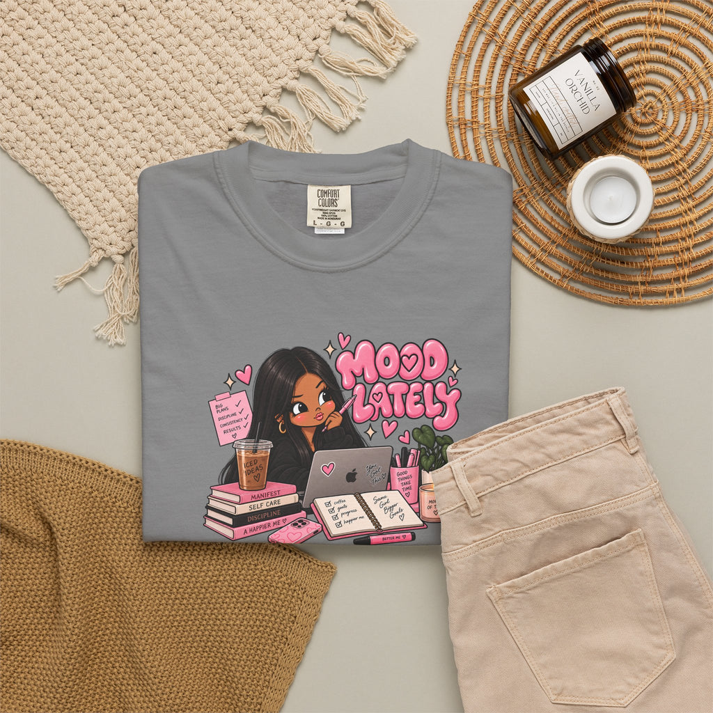 Mood Lately T-Shirt — Cute Study Girl Graphic Tee
