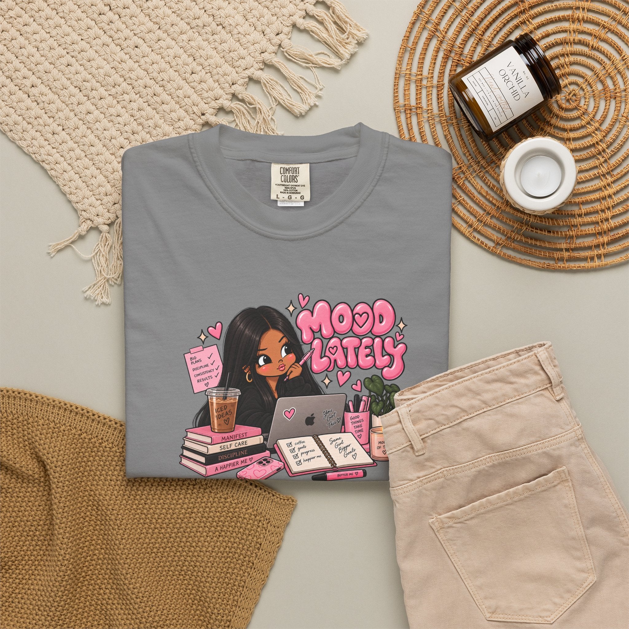 Mood Lately T-Shirt — Cute Study Girl Graphic Tee