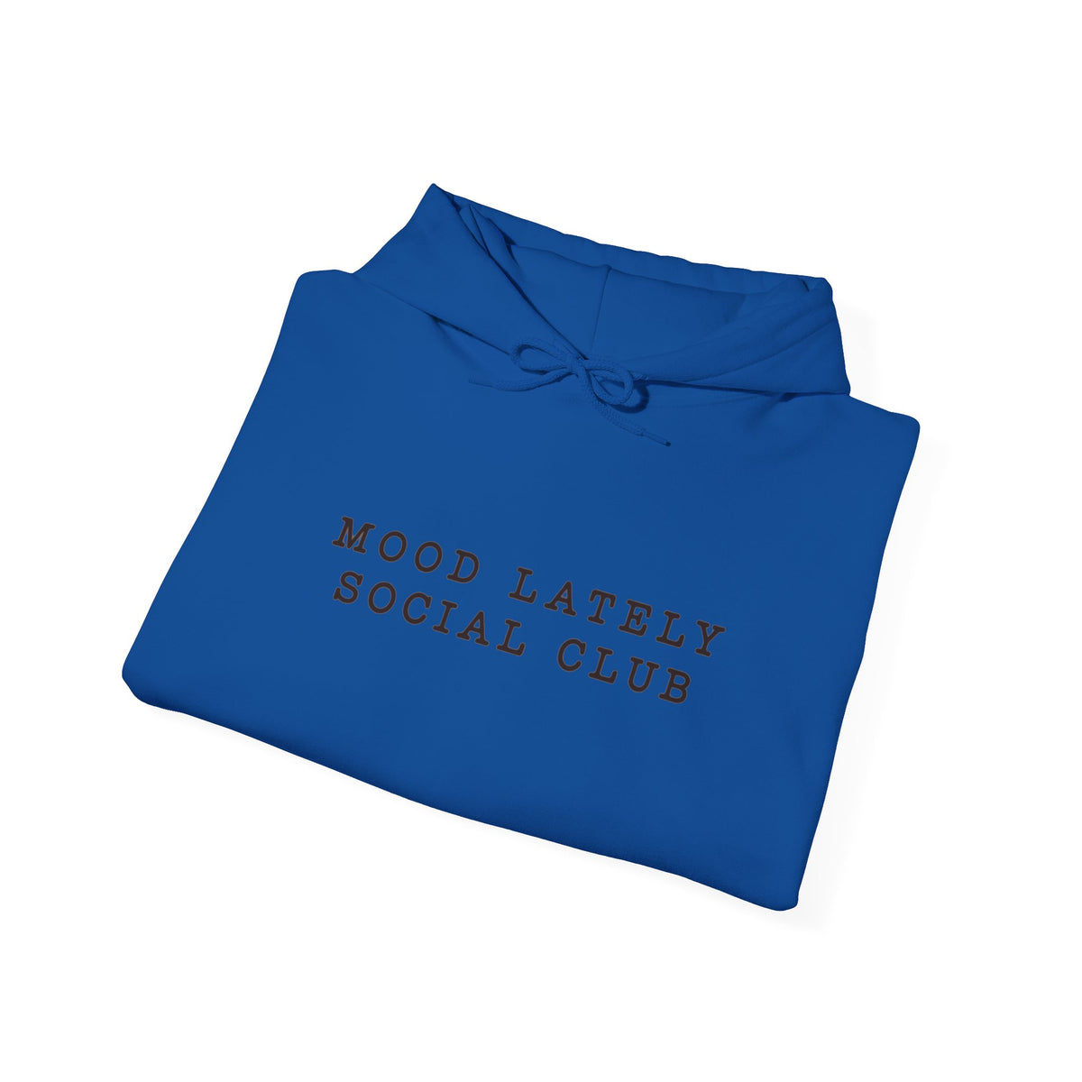 Mood Lately Social Club Hoodie — Minimal Text Graphic Pullover