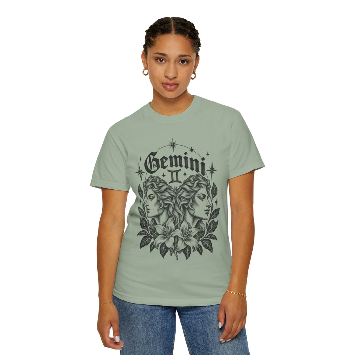 Gemini Zodiac Tee — Twin Faces Astrology T-Shirt