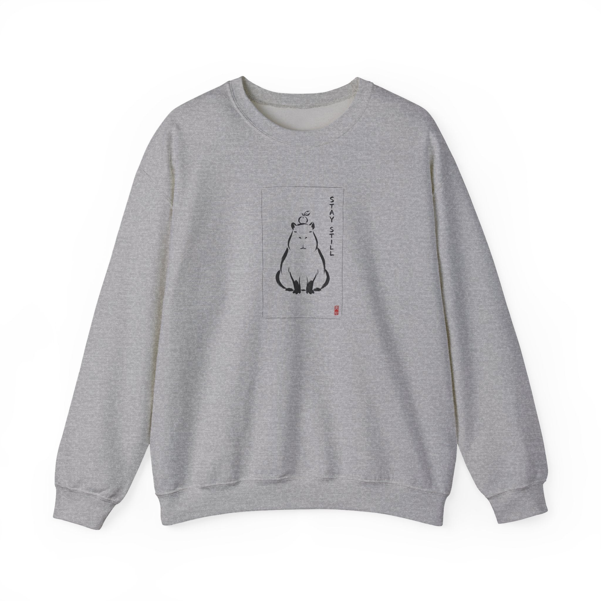 Calm Anime-style Capybara Sweatshirt | Japanese Ink Cat Aesthetic