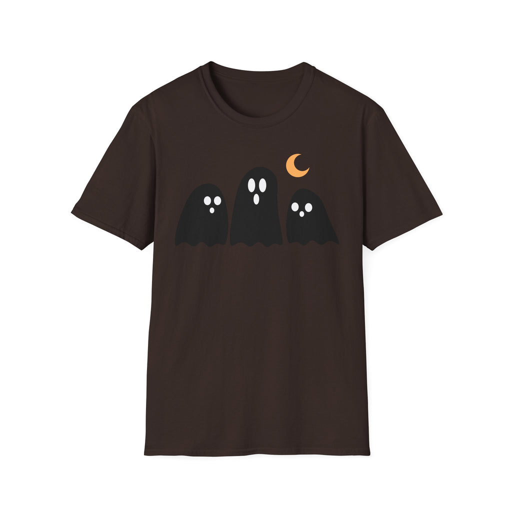 Ghost Trio T-Shirt — Cute Halloween Ghosts with Crescent Moon