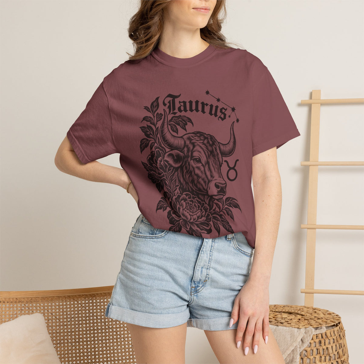 Taurus Zodiac T-Shirt — Floral Bull Astrology Tee