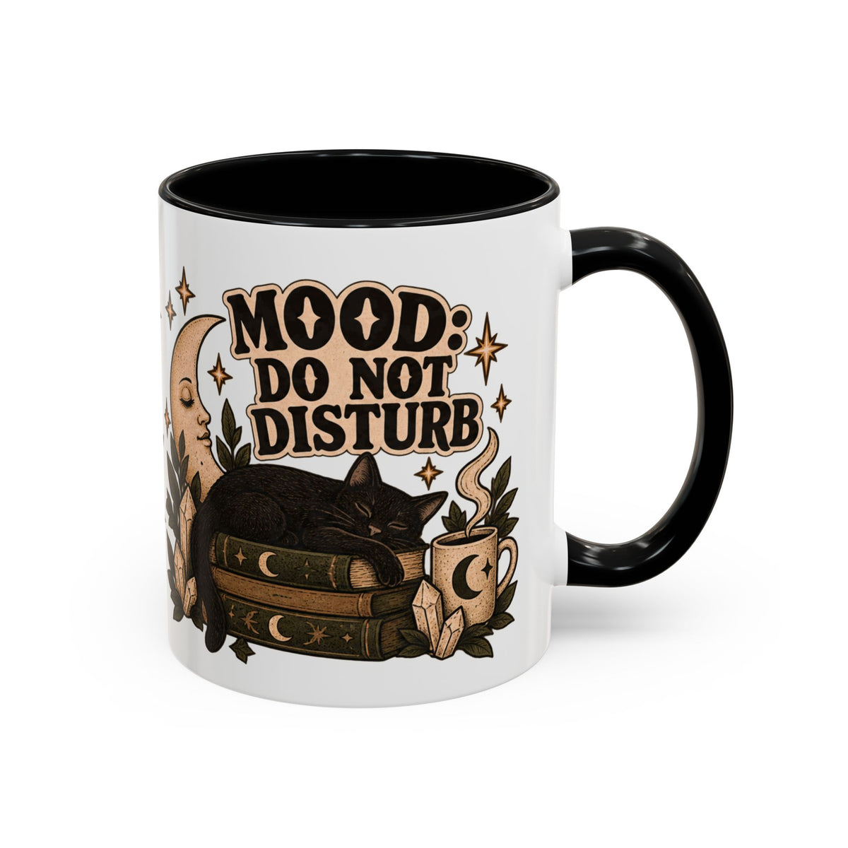 Mood: Do Not Disturb Mug — Sleepy Cat & Moon Ceramic Coffee Mug