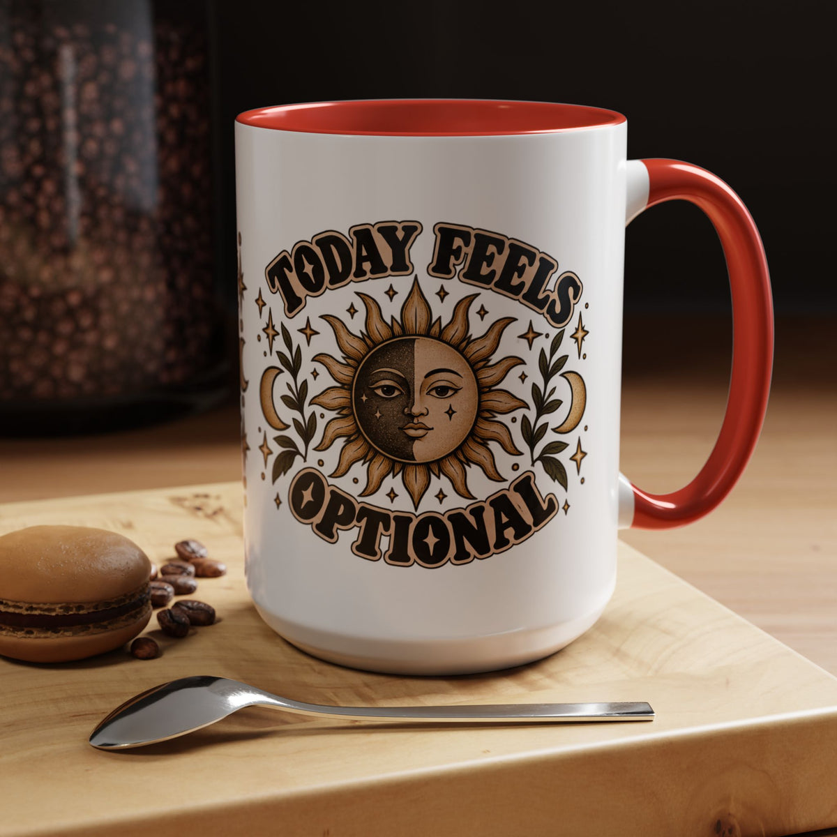 Today Feels Optional Mug — Vintage Sun & Moon Ceramic Coffee Mug