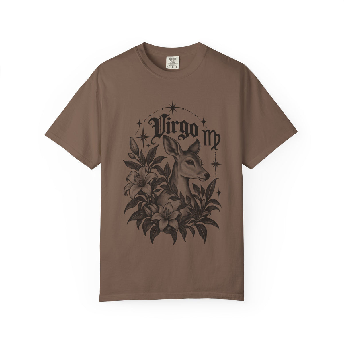 Virgo Floral Deer Zodiac Tee — Astrology Graphic T-Shirt