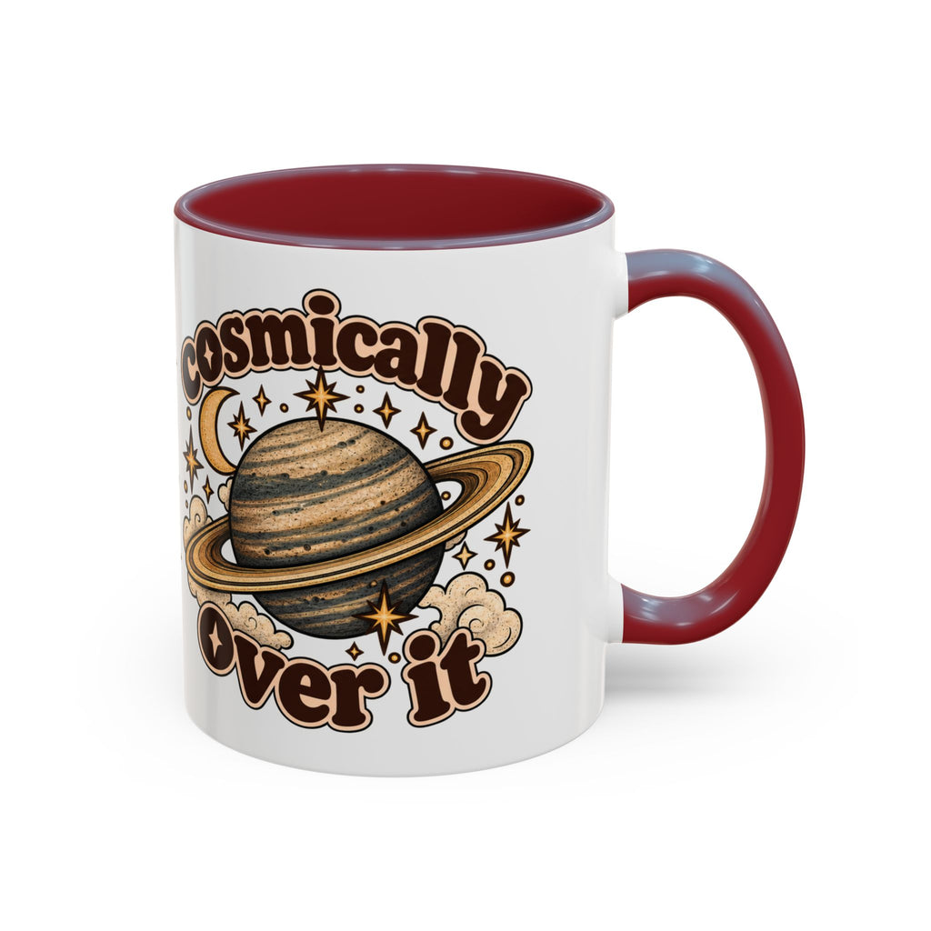 Cosmically Over It Mug — Retro Planet Celestial Ceramic Coffee Mug