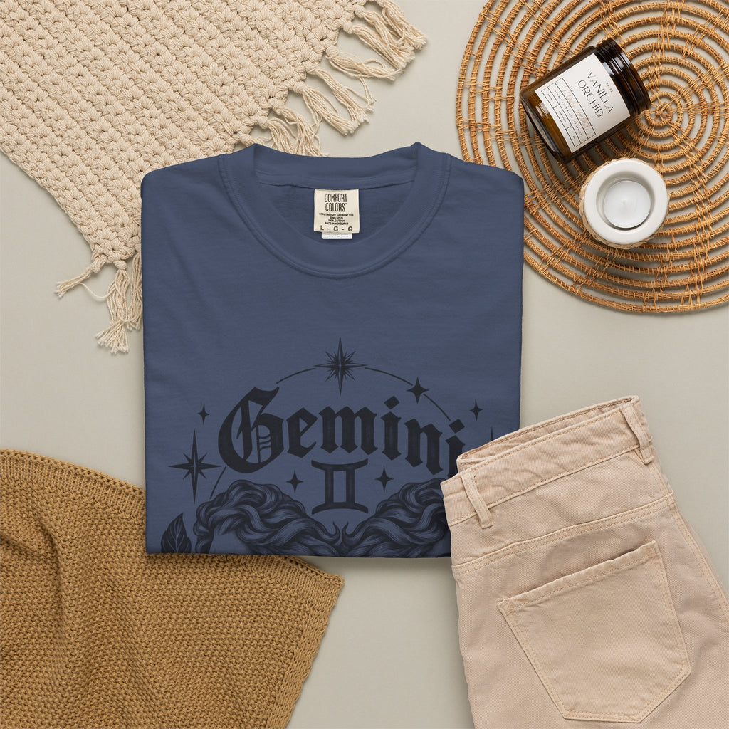 Gemini Zodiac Tee — Twin Faces Astrology T-Shirt