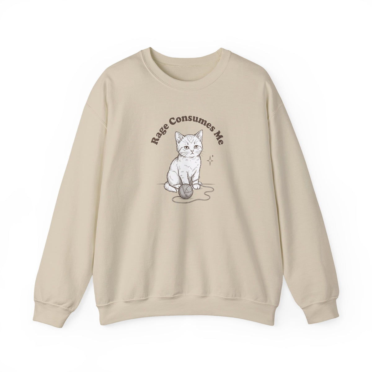 Rage Consumes Me kitten sweatshirt | vintage minimalist cat, ironic emotion