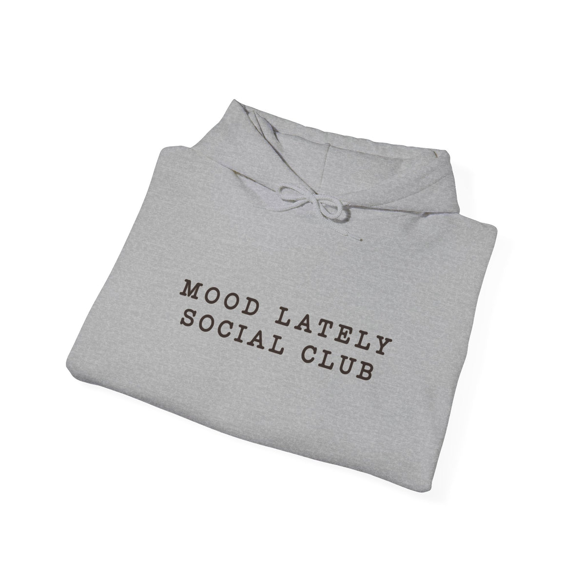 Mood Lately Social Club Hoodie — Minimal Text Graphic Pullover