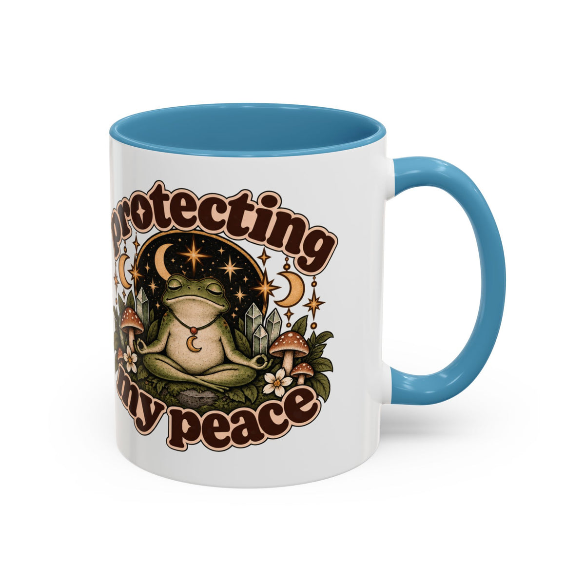 Protecting My Peace Mug — Frog & Mushroom Ceramic Coffee Mug