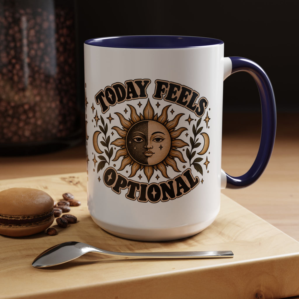 Today Feels Optional Mug — Vintage Sun & Moon Ceramic Coffee Mug