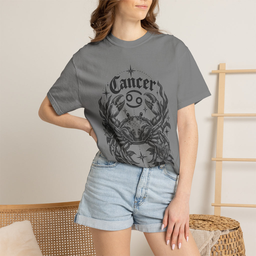 Cancer Zodiac T-Shirt — Floral Crab Astrology Tee