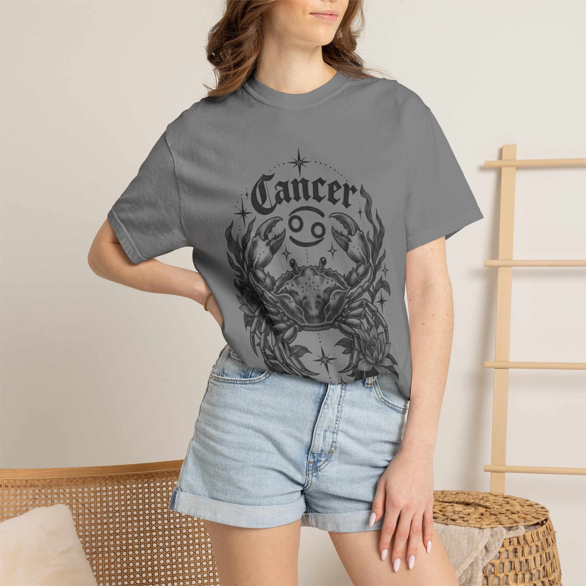 Cancer Zodiac T-Shirt — Floral Crab Astrology Tee