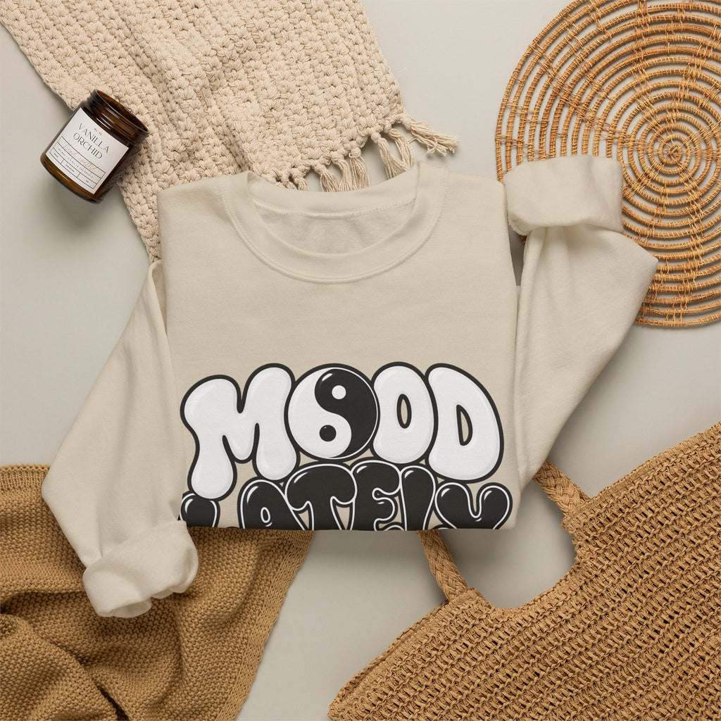 Crewneck Sweatshirt "Mood Lately" Retro Yin Yang Graphic