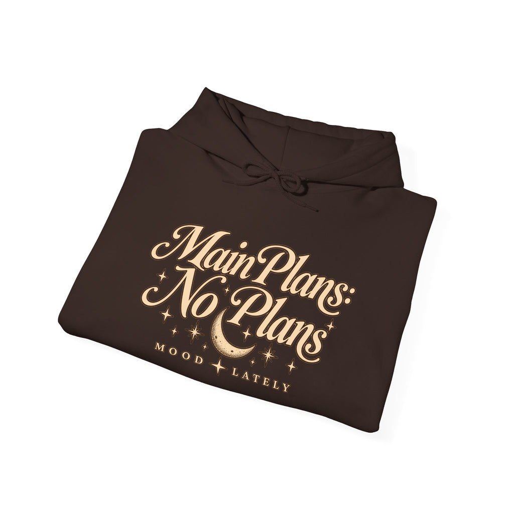 Main Plans No Plans Hoodie — Cozy Retro Graphic Pullover