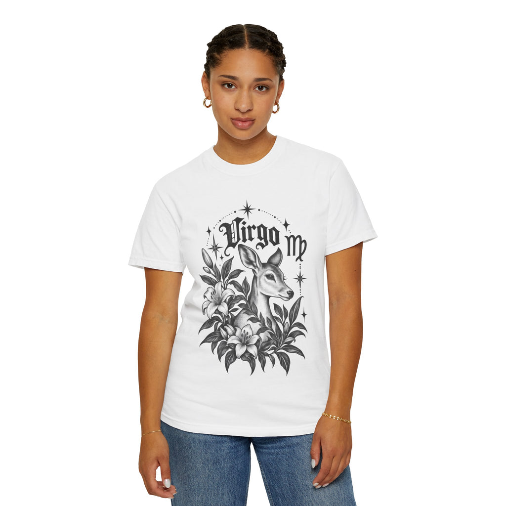 Virgo Zodiac T-Shirt — 'Virgo ' Floral Deer Astrology Tee