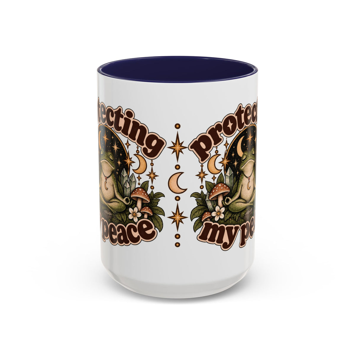 Protecting My Peace Mug — Frog & Mushroom Ceramic Coffee Mug