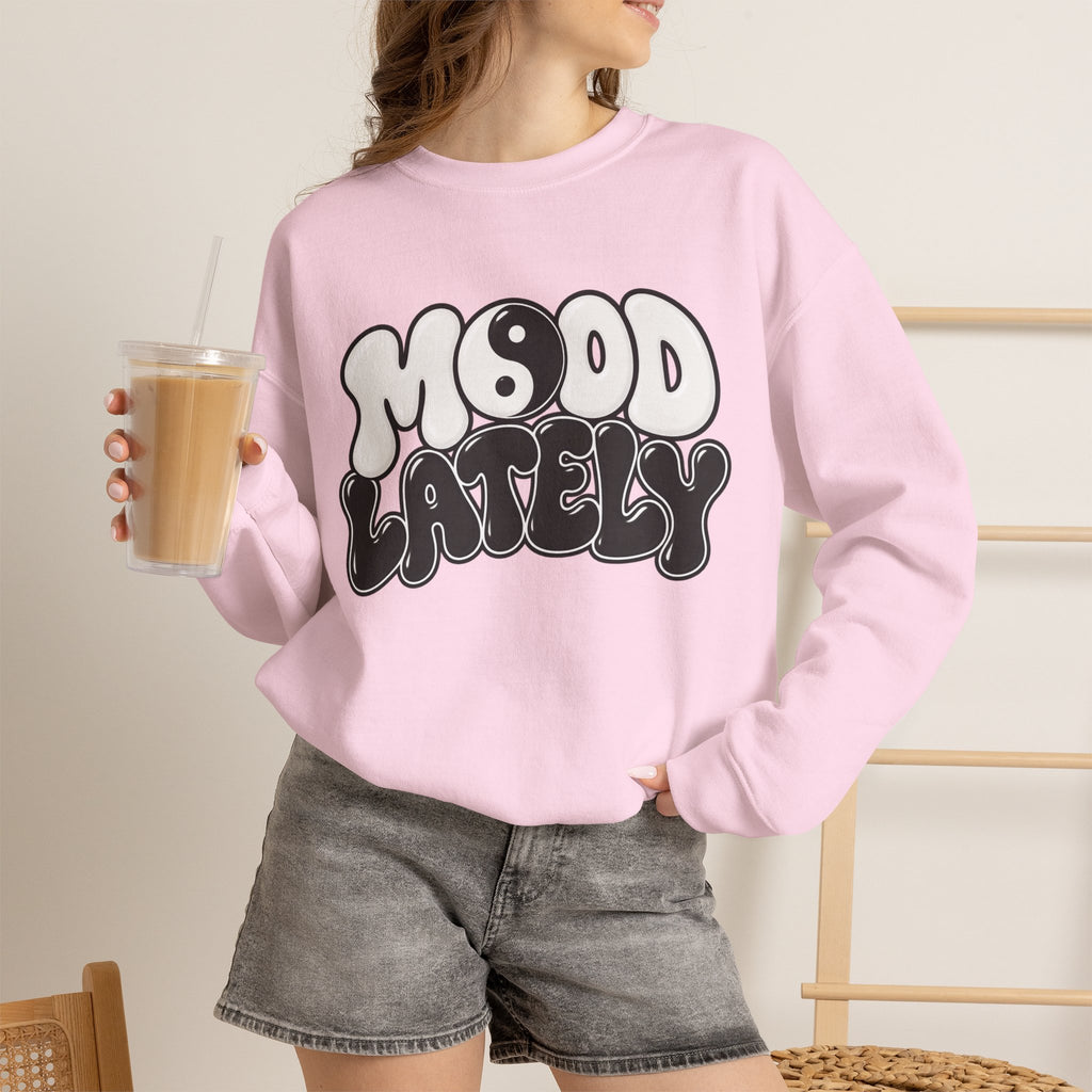 Crewneck Sweatshirt "Mood Lately" Retro Yin Yang Graphic