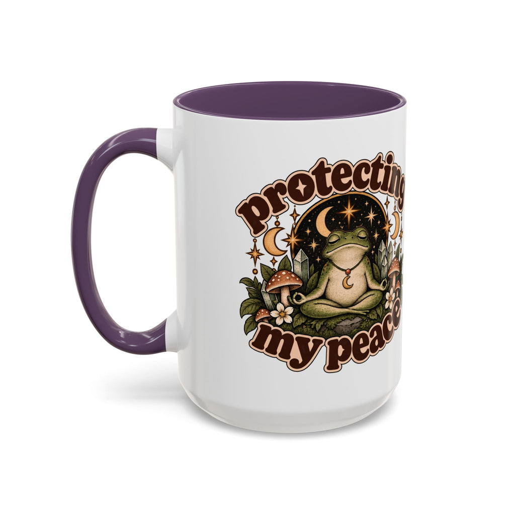 Protecting My Peace Mug — Frog & Mushroom Ceramic Coffee Mug