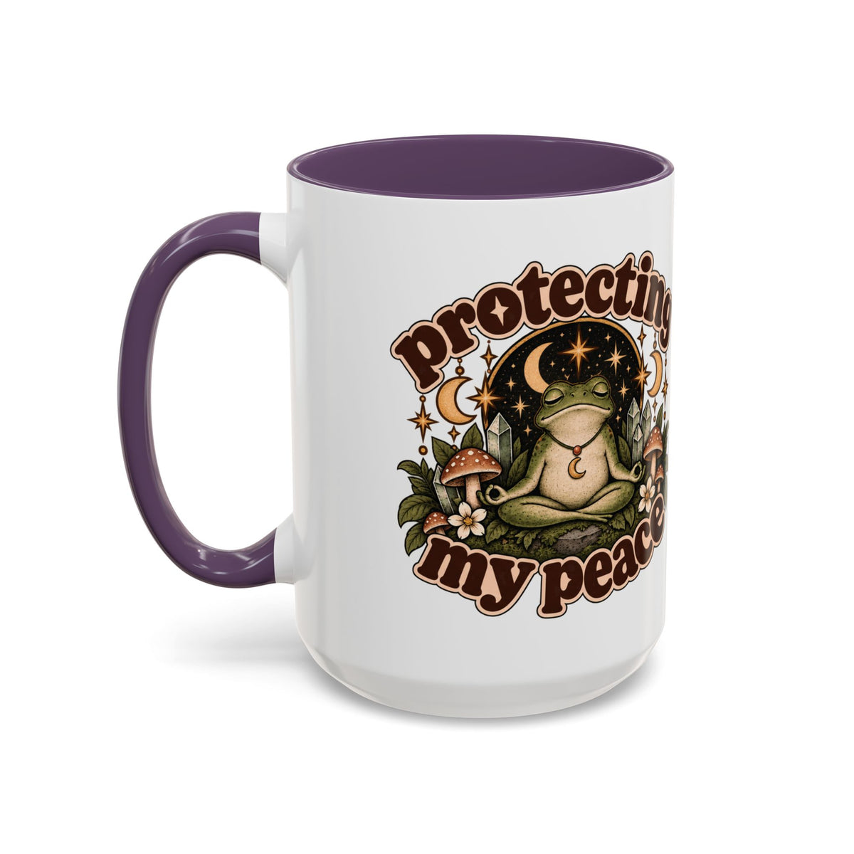 Protecting My Peace Mug — Frog & Mushroom Ceramic Coffee Mug