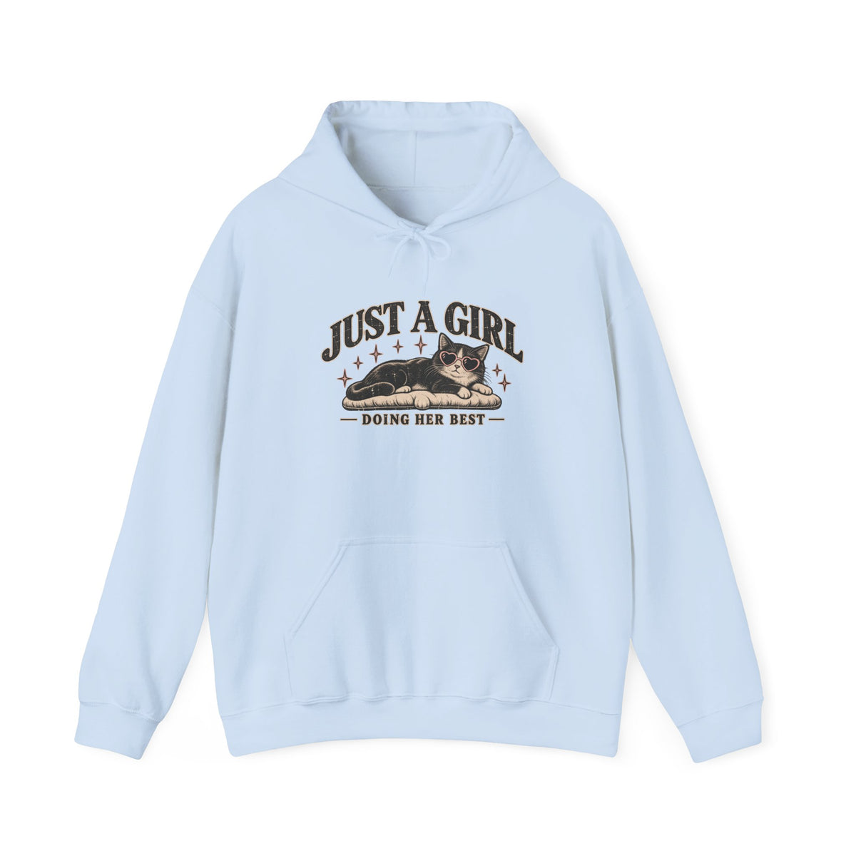 Just a Girl Doing Her Best Hoodie — Cute Cat Graphic Pullover