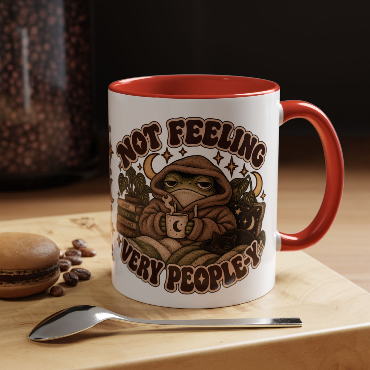 Not Feeling Very Peopley Mug — Cozy Frog Introvert Ceramic Coffee Mug